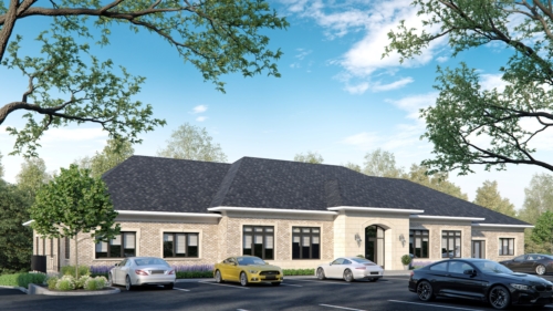 Rendering of an office building project located in Cincinnati off of Ruwes Oak Drive